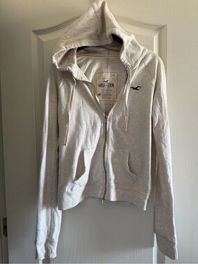 Hollister Cream/Oatmeal Zip-Up Hoodie
